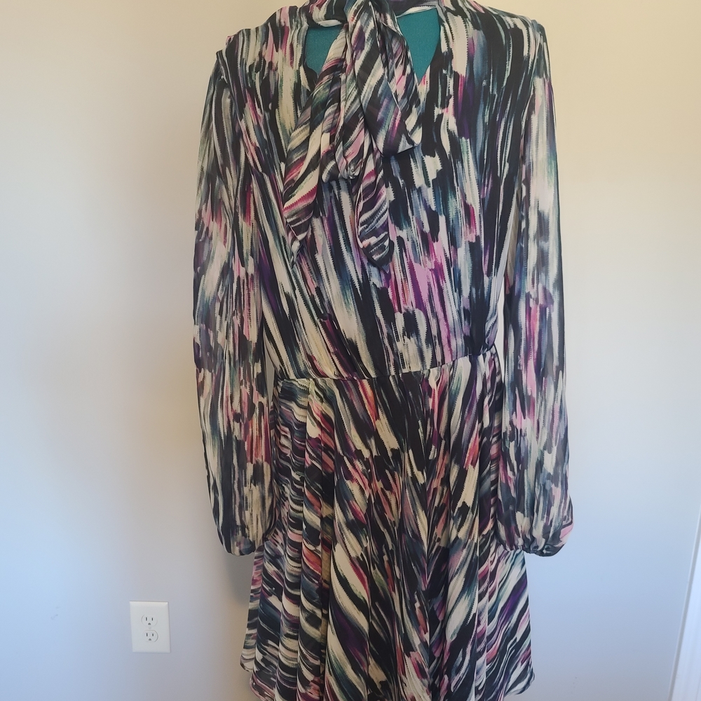 Betsey Johnson Black and Pink Long Sleeve Dress